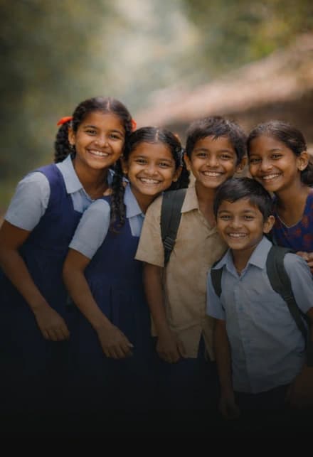 Happy children in community mobile